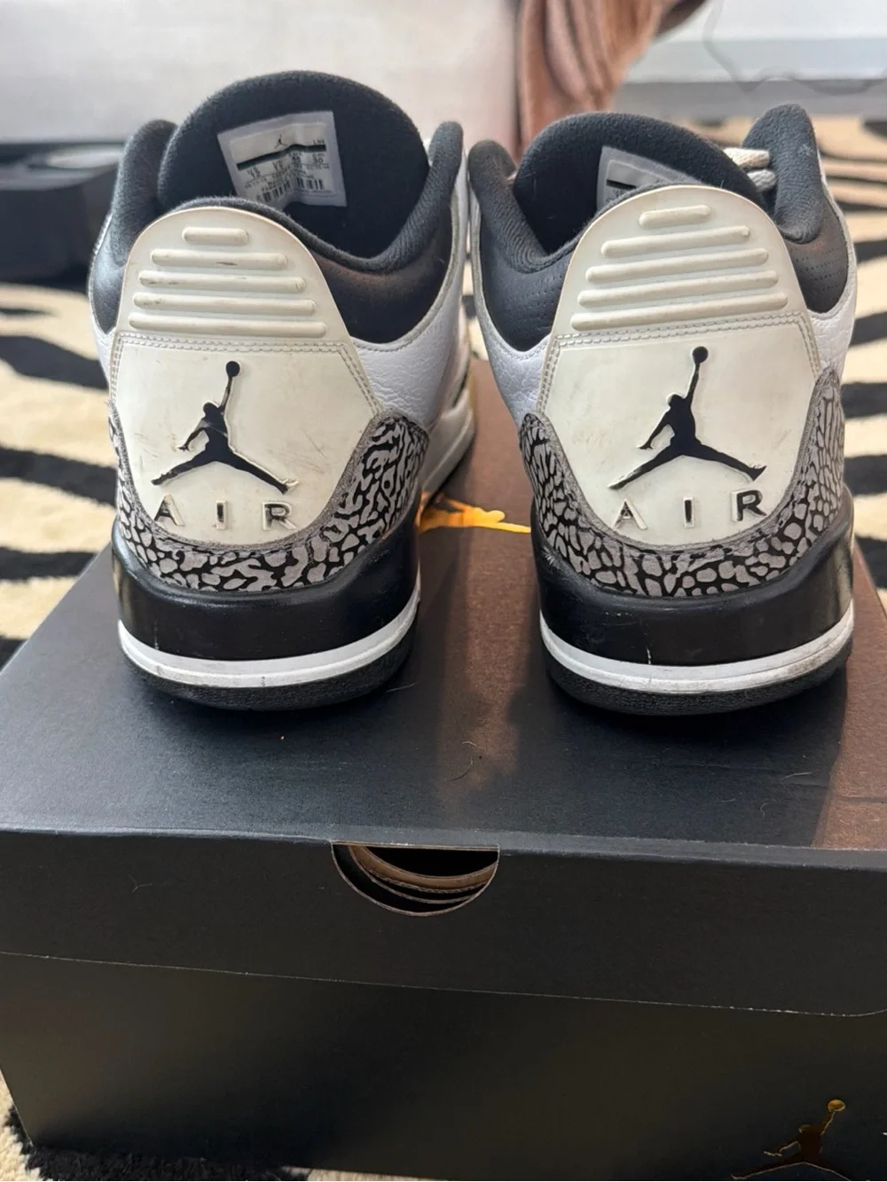 Jordan White Black with Red Eyelet Accents Retro Sneakers